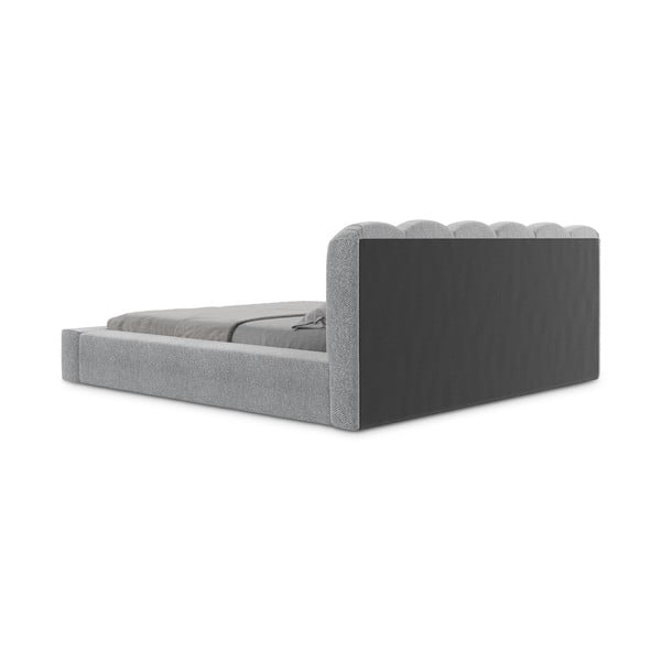 Сиво двойно тапицирано легло с място за съхранение и включена подматрачна рамка 180x200 cm Mano – Makamii-image-4