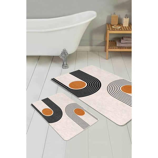 Бежови кадифени постелки за баня в комплект от 2 бр. 60x100 cm Dot Arch – Mila Home-image-3