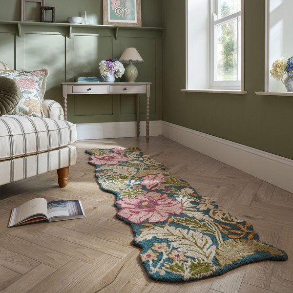 Ръчно изработена вълнена пътека 60x230 cm Daphne Shaped Floral – Flair Rugs-image-1