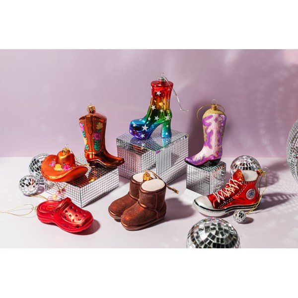Стъклена Коледна украса 7 cm Cowboy Boot – Sass & Belle-image-2