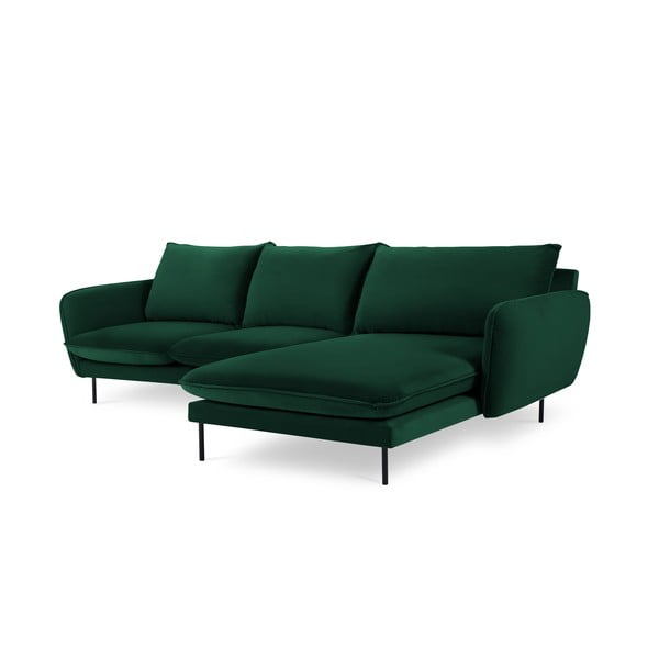 Тъмнозелен ъглов диван от кадифе (десен ъгъл) Vienna - Cosmopolitan Design