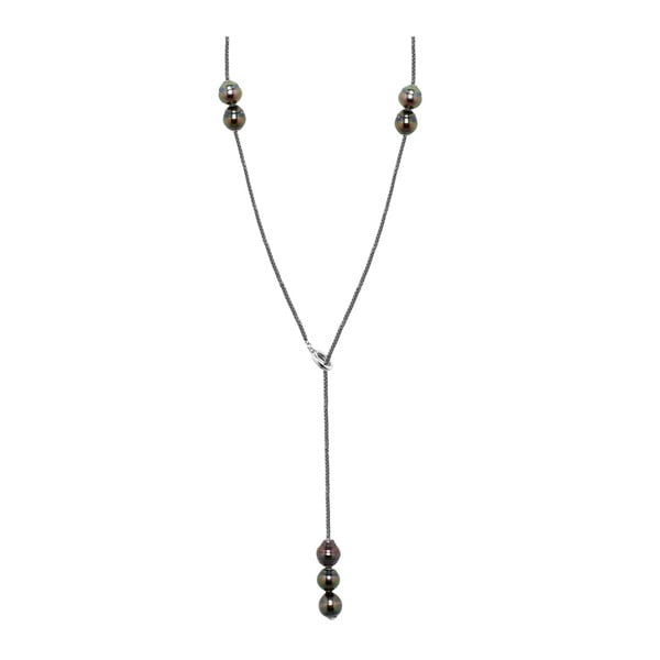 Stříbrný náhrdelník s černou tahitskou perlou GemSeller Chiel