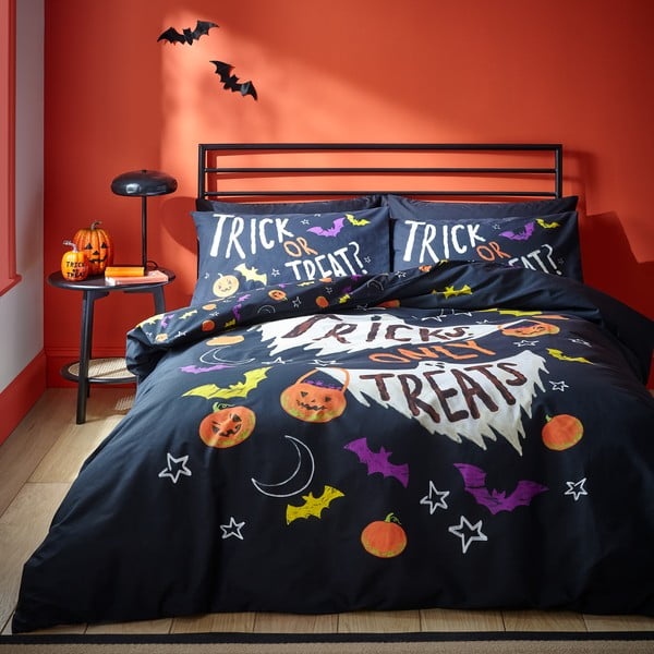 Черно единично  спално бельо 135x200 cm Halloween Trick or Treat – Catherine Lansfield-image-1