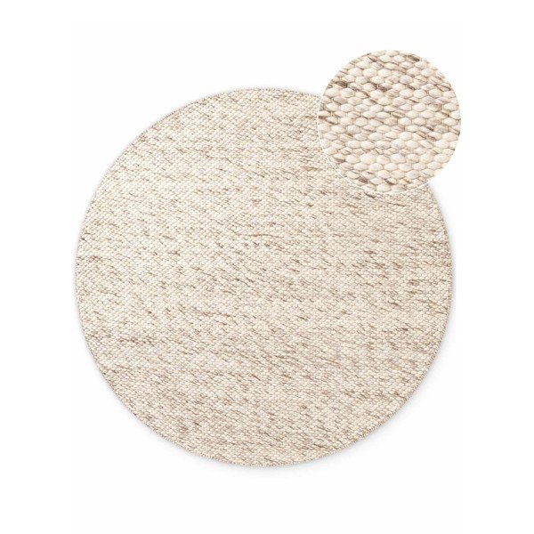 Бежов/в естествен цвят ръчно изработен вълнен кръгъл килим ø 160 cm Lyon Beans – Elle Decoration