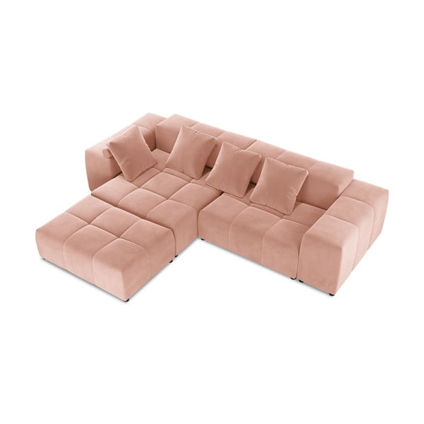 Ъглов диван от розово кадифе (променлива) Rome Velvet - Cosmopolitan Design-image-3