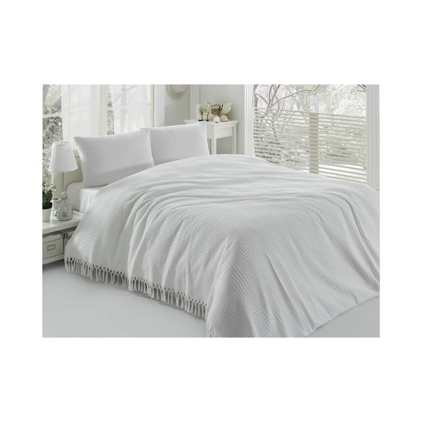 Бяла памучна олекотена покривка за двойно легло Pique, 220 x 240 cm - Mijolnir-image-1