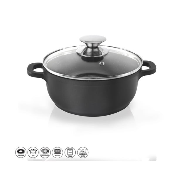 Pfluon Granit тенджера с незалепващо покритие и стъклен капак , ⌀ 20 cm Grande - Orion-image-3