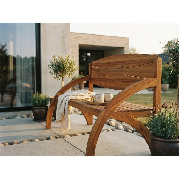 Кафява градинска пейка от масивно дърво Hadia – Garden Pleasure-image-2