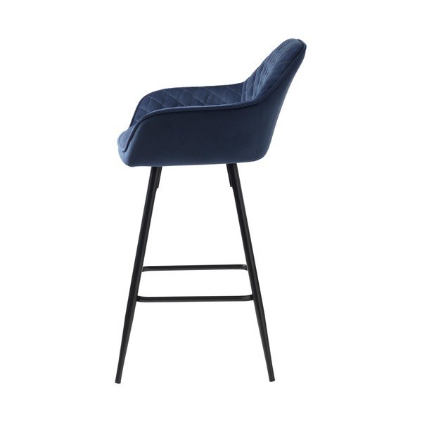 Син кадифен бар стол (височина на седалката 67 cm) Milton – Unique Furniture-image-2