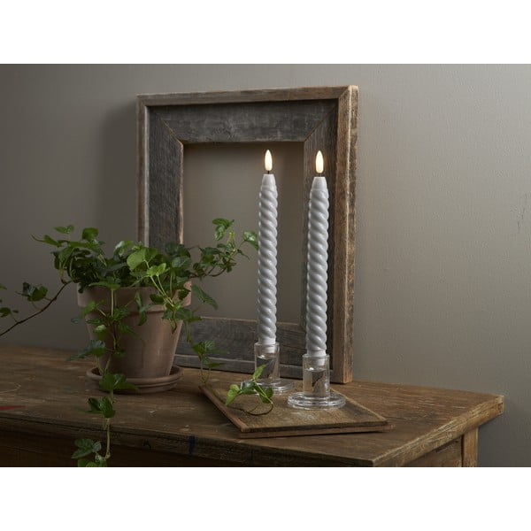 Комплект от 2 LED свещи от сив восък, височина 25 см Flamme Swirl Antique - Star Trading-image-4