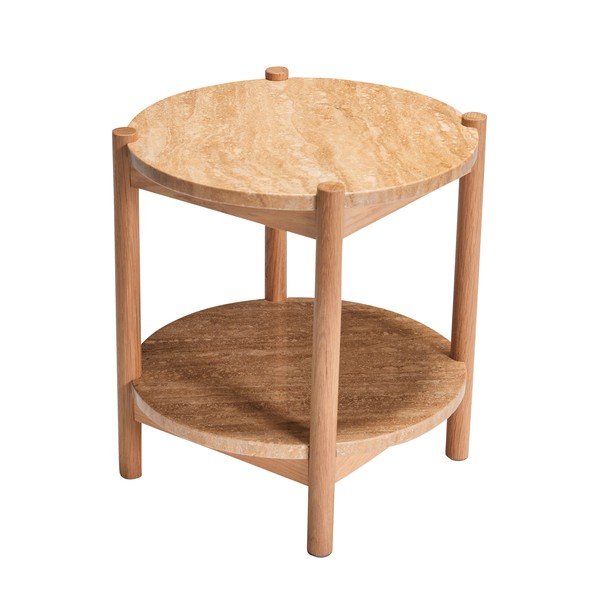 Кръгла странична масичка с скаменен плот за маса ø 43 cm Trava – Hübsch-image-2