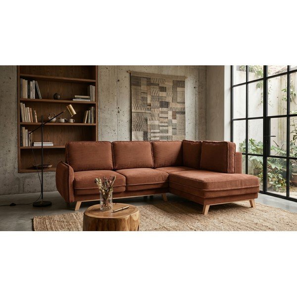 Оранжев сгъваем ъглов диван от рипсено кадифе Tori – Bonami Selection-image-1