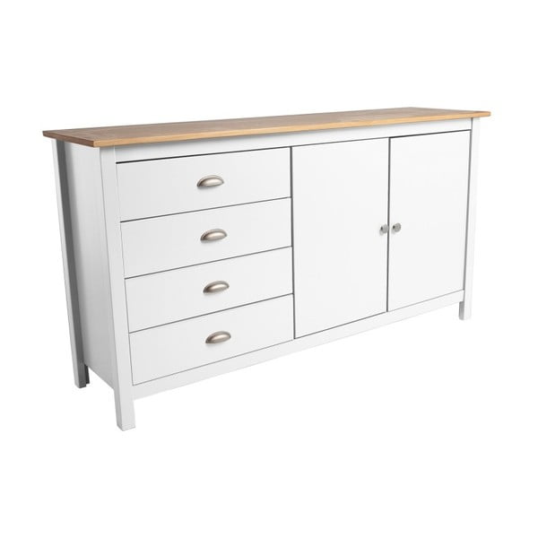 Бял скрин от масивна борова дървесина с 4 чекмеджета Jade, дължина 150 см - Marckeric-image-2