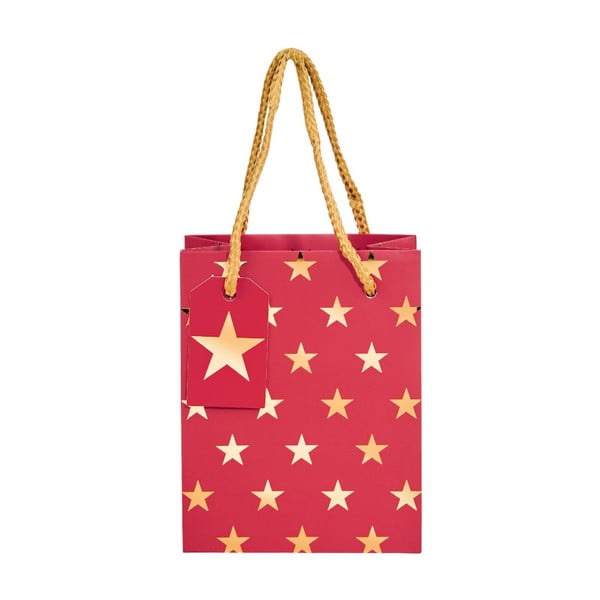 Червена торбичка за подаръци със звезди, височина 8,5 см - Butlers