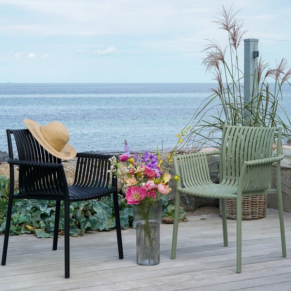 Черни пластмасови градински столове в комплект от 2 бр. Tulsa – House Nordic-image-1