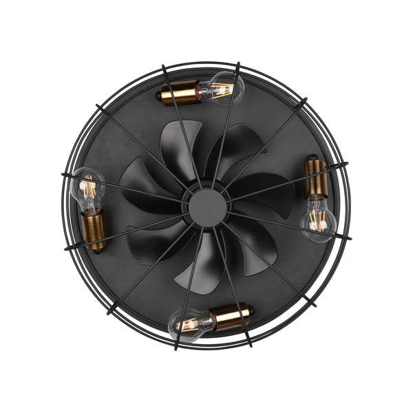 Матово черно осветително тяло за таван с дистанционно управление/с вентилатор Trondheim – Trio-image-3