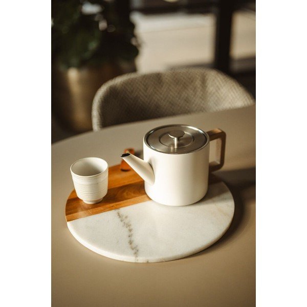 Чайник от неръждаема стомана с цедка в цвят слонова кост 1,1 l Duet Narvik – Bredemeijer-image-1