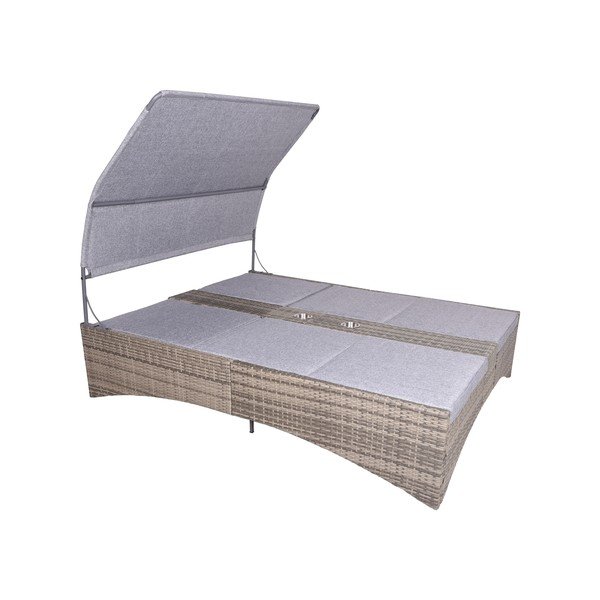 Сив двуместен градински шезлонг метален/от изкуствен ратан Pescara – Garden Pleasure