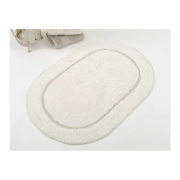 Světle šedá ručně tkaná koupelnová předložka z prémiové bavlny Garlen, 50 x 75 cm