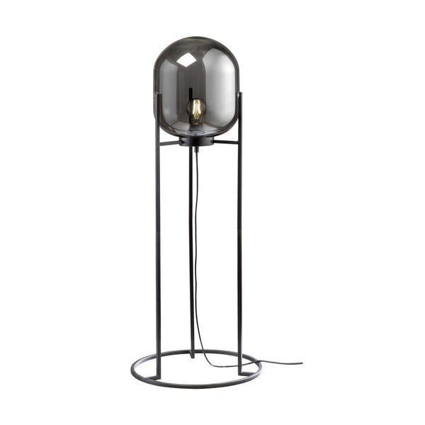 Черна подова лампа със стъклен абажур (височина 97 cm) Regi – Fischer & Honsel