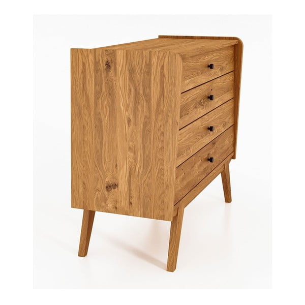 Нисък скрин с чекмеджета от дъбова дървесина 100x90 cm Retro - The Beds-image-3