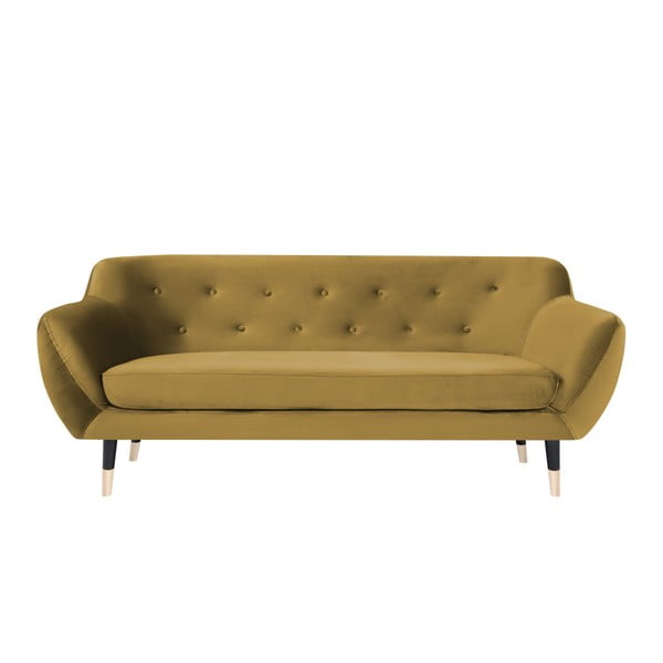 Горчичножълт диван с черни крачета Mazzini Sofas Amelie, 188 cm