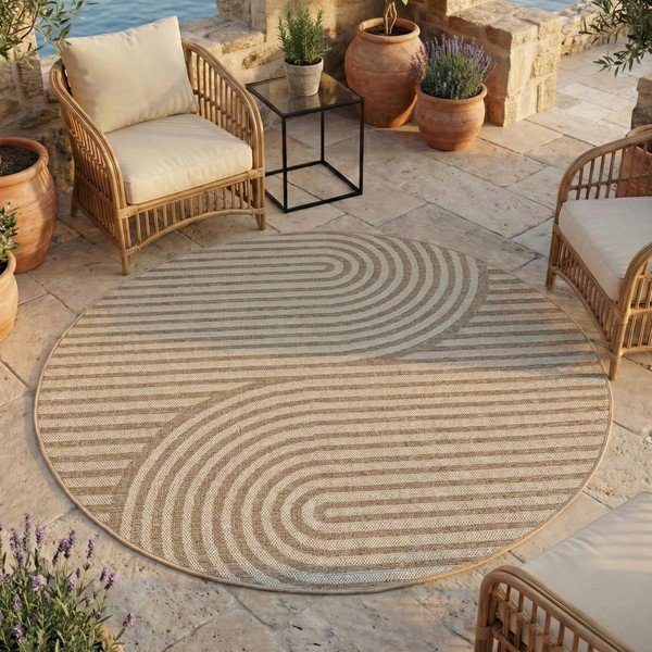 Бежов кръгъл килим за открито и закрито ø 80 cm Desert 1301 – Ayyildiz Carpets-image-1
