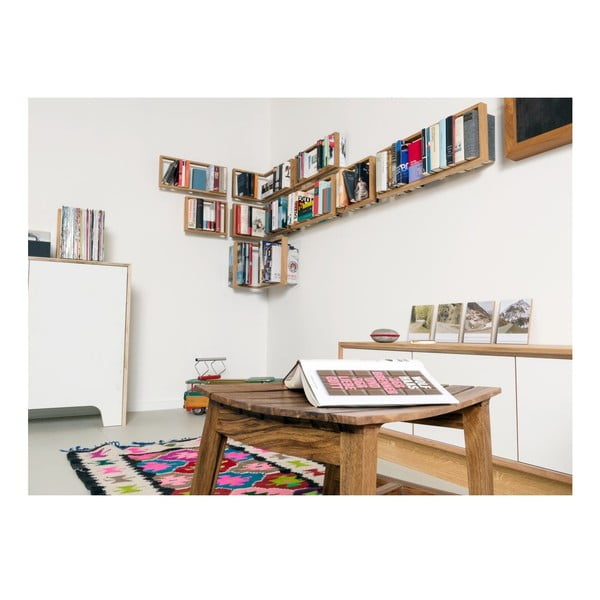 Knižní police z dubového dřeva das kleine b b4, výška 25 cm-image-3