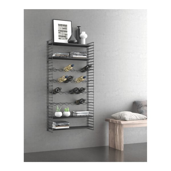 Стенен рафт със стойка за бутилки Libro - Metaltex-image-3