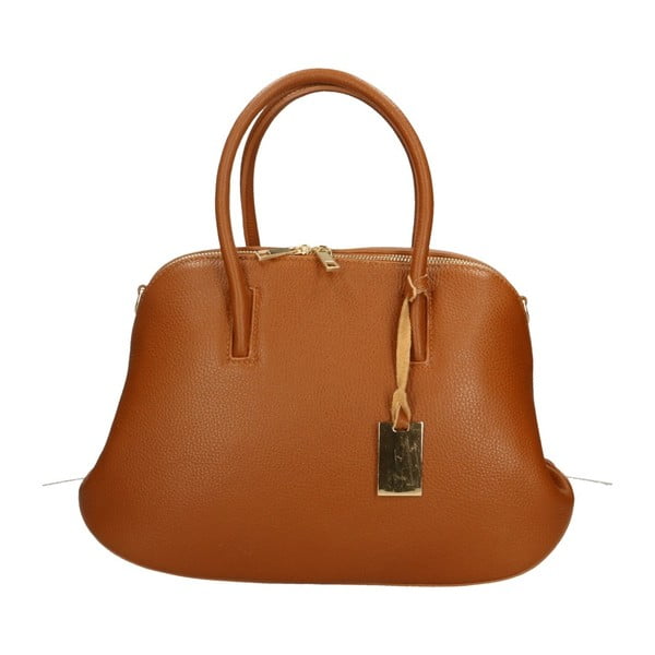 Кафява кожена чанта Bella в цвят коняк - Roberto Buono