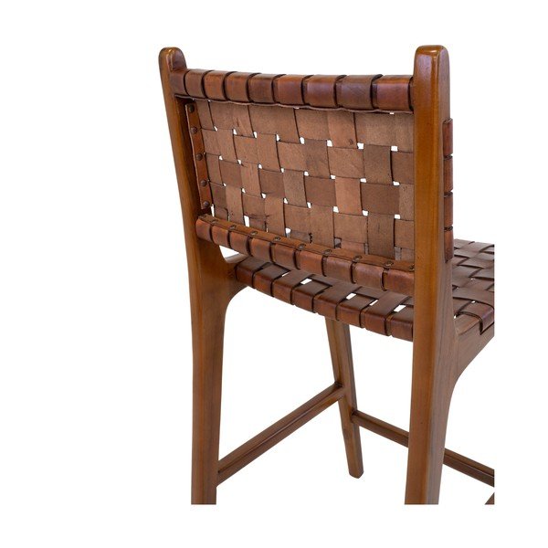 Кафяв бар стол от тиково дърво 101 cm Perugia - House Nordic-image-3