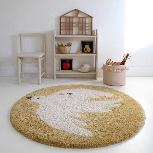 Детски килим в цвят жълта охра ø120 cm Bohemian Bird Miel – Nattiot-image-1