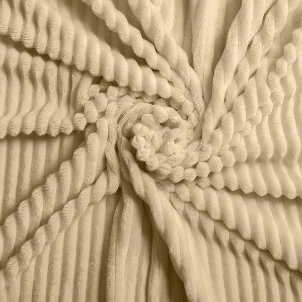 Бежово двойно /удължено 3 части фланелено спално бельо 240x220 cm Veloutea – douceur d'intérieur-image-3