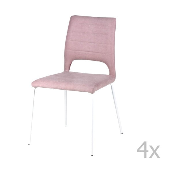 Комплект от 4 розови трапезни стола Lena - sømcasa