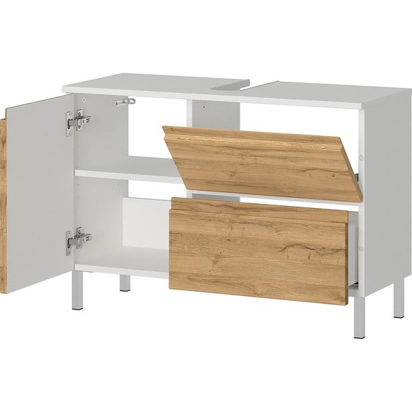 Бял шкаф под умивалника от дъб 80x56 cm Torrance - Germania-image-3