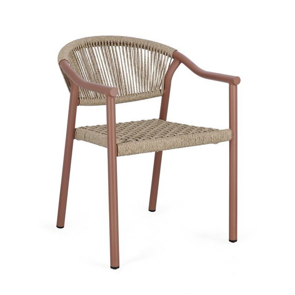 Червен /в естествен цвят метален градински стол Canarias – Bizzotto