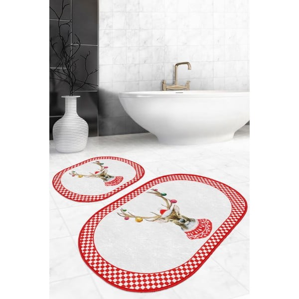 Червени и бели текстилни постелки за баня в комплект от 2 броя 60x100 cm - Mila Home