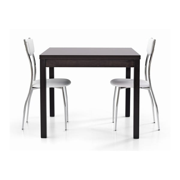 Tmavě hnědý dřevěný rozkládací jídelní stůl Castagnetti Wyatt, 90 cm