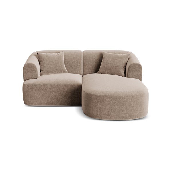 Светлокафяв кадифен ъглов диван (десен ъгъл) Campi – Cosmopolitan Design