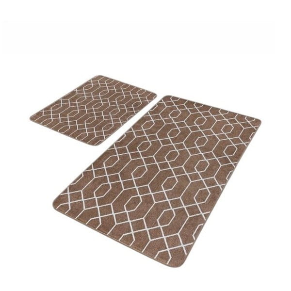 Кафяви кадифени килими за баня в комплект от 2 бр. 60x100 cm – Mila Home