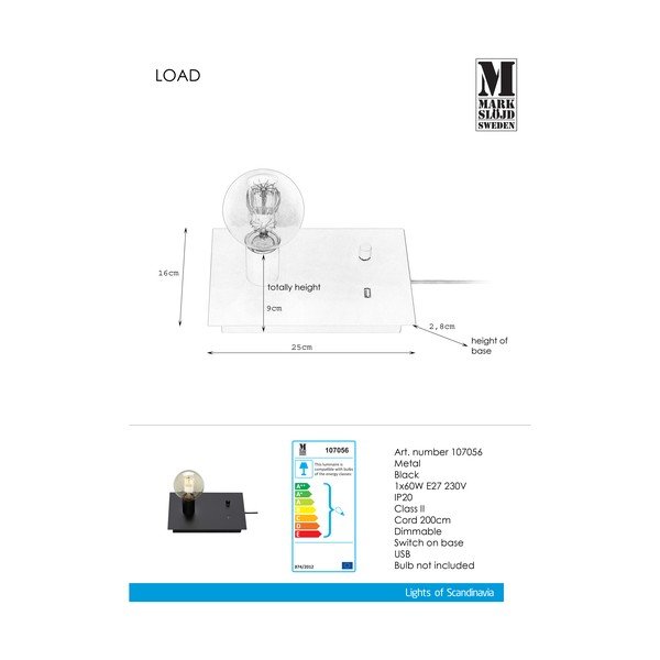 Černá stolní lampa Markslöjd Load-image-1