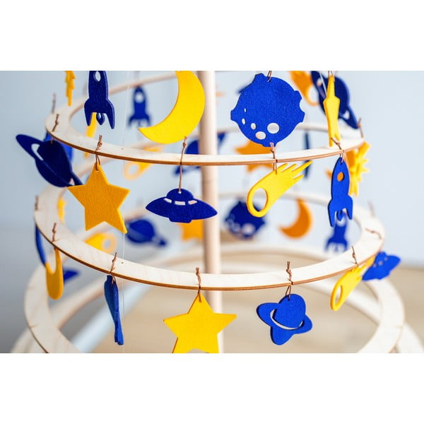 Комплект от 8 коледни украси от жълт и син филц - Spira-image-3