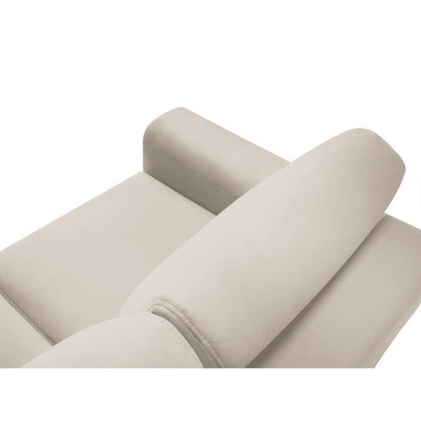 Бежов кадифен разтегателен ъглов диван с място за съхранение Kyoto – Cosmopolitan Design-image-4