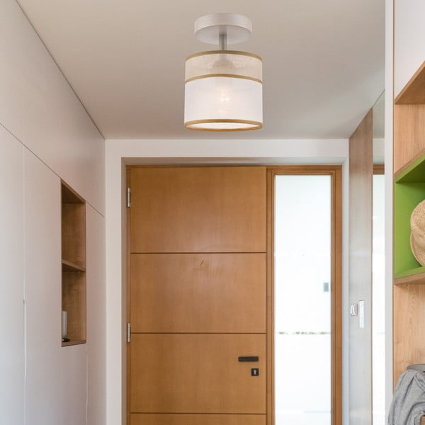 Светлокафява лампа за таван с текстилен абажур ø 16 cm Andrea - LAMKUR-image-2