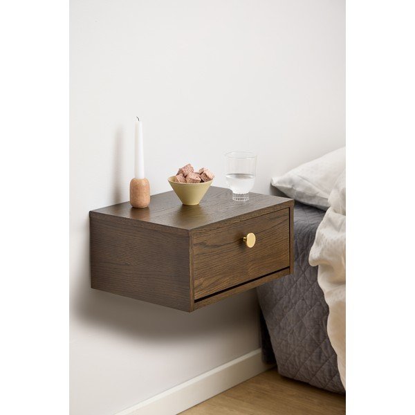 Нощно шкафче от декор от дъб  в тъмно естествен цвят Monfort – Actona-image-1