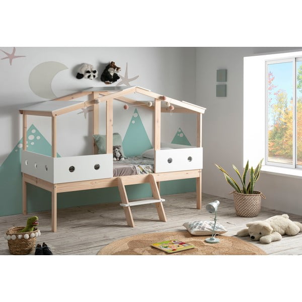 Бяло повдигнато детско легло 90 x 190 cm Compte - Marckeric-image-1