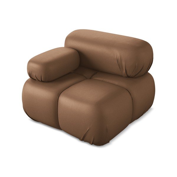 Кафяв модул за диван от изкуствена кожа (ляв ъгъл) Lokua – Makamii-image-1