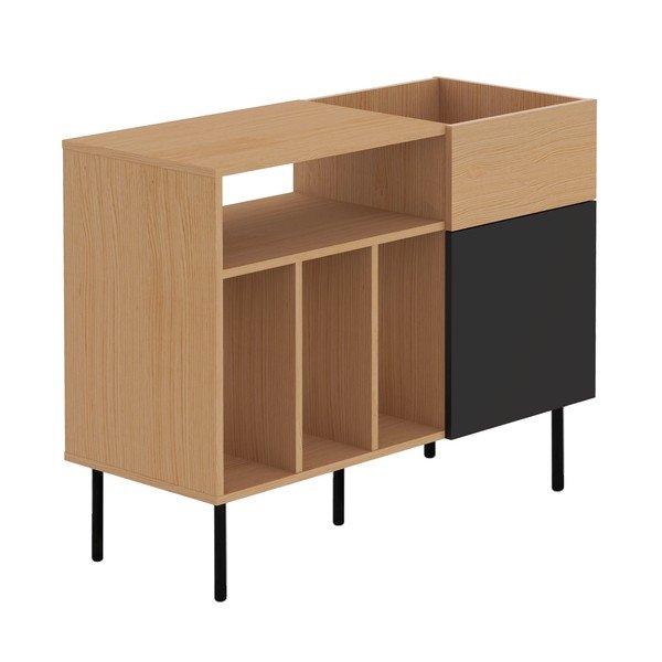 Черен нисък скрин за грамофонни плочи от дъб 100x80 cm Viny - TemaHome-image-2