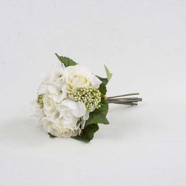 Изкуствена декорация под формата на букет от рози с хортензия White Lady - Dakls