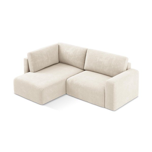 Кремав шенилов сгъваем/с място за съхранение ъглов диван (ляв ъгъл/L форма) Kona – Makamii-image-3